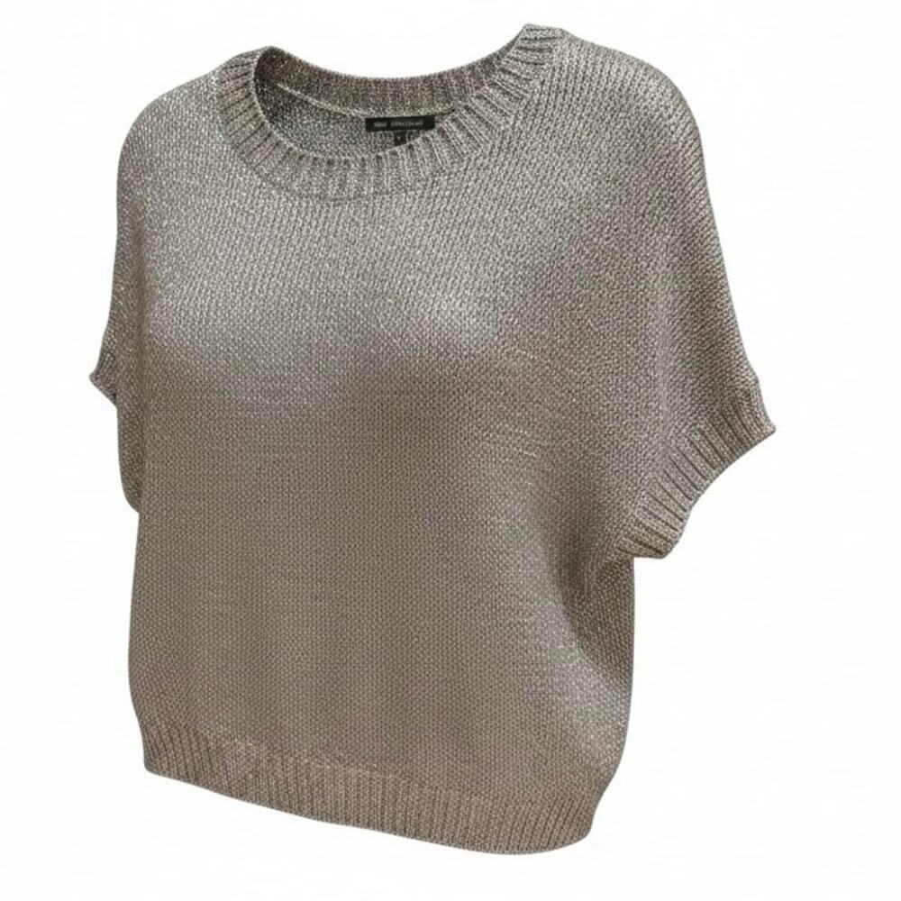 Vince Silver Metallic Knit Sleeveless Crewneck Top L